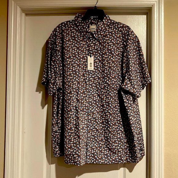 ROWM Other - ROWM Brown, blue and white Button down shirt. 3XB. Brand new with tags.